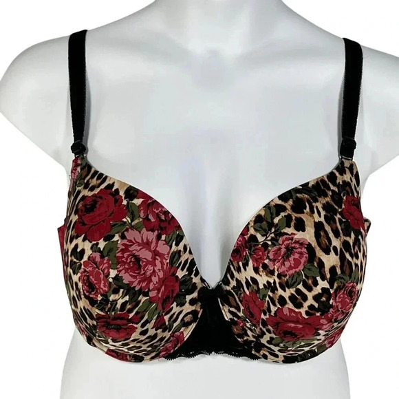 Torrid Curve NWT Womens 42DDD Push-Up T-Shirt Bra Floral Leopard Print - Picture 1 of 16